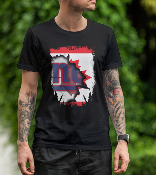 Together Canada With New York Giants Maple Leaf Emblem T-Shirt