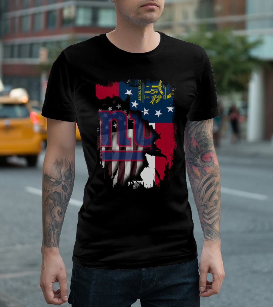 Together Georgia With Giants American Flag and State Symbolism T-Shirt