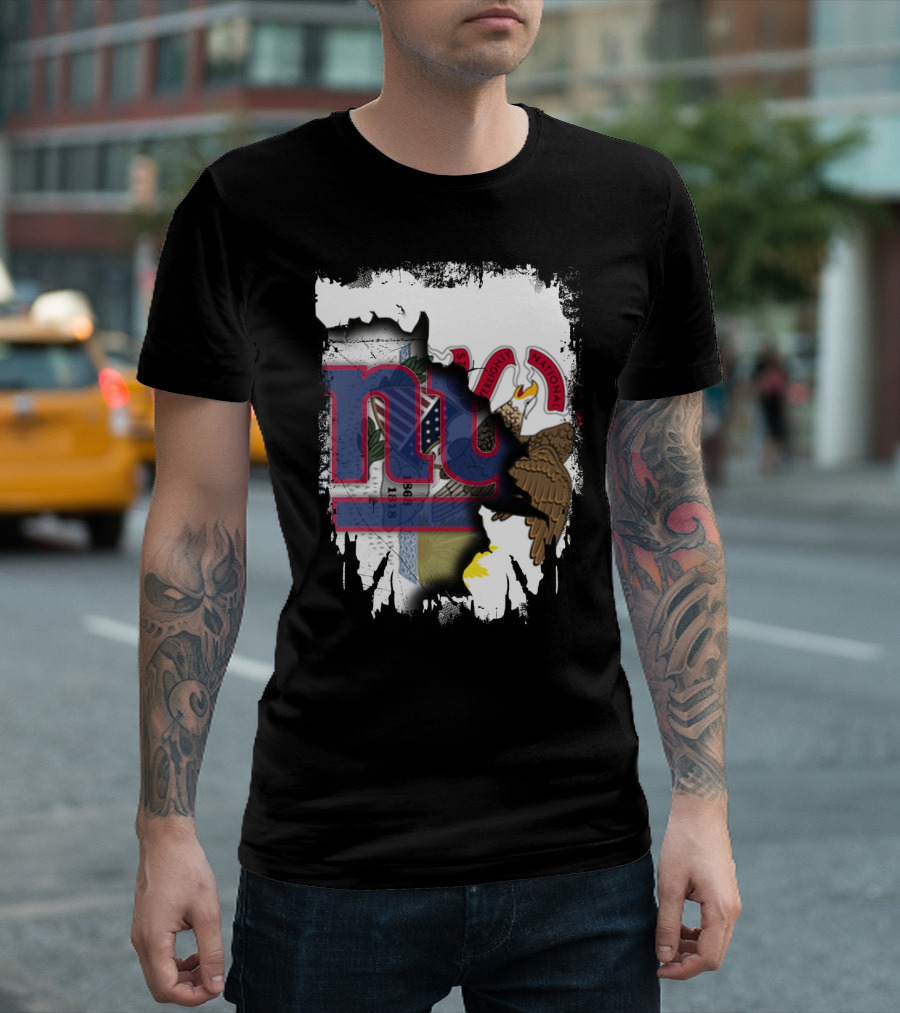 Together Illinois With New York Giants Flag and Illinois Seal Fusion T-Shirt