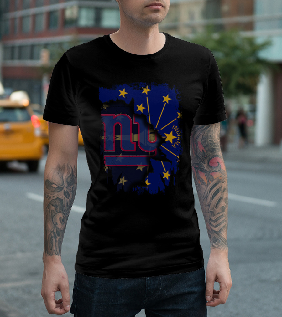 Indiana State Flag with New York Giants T-Shirt