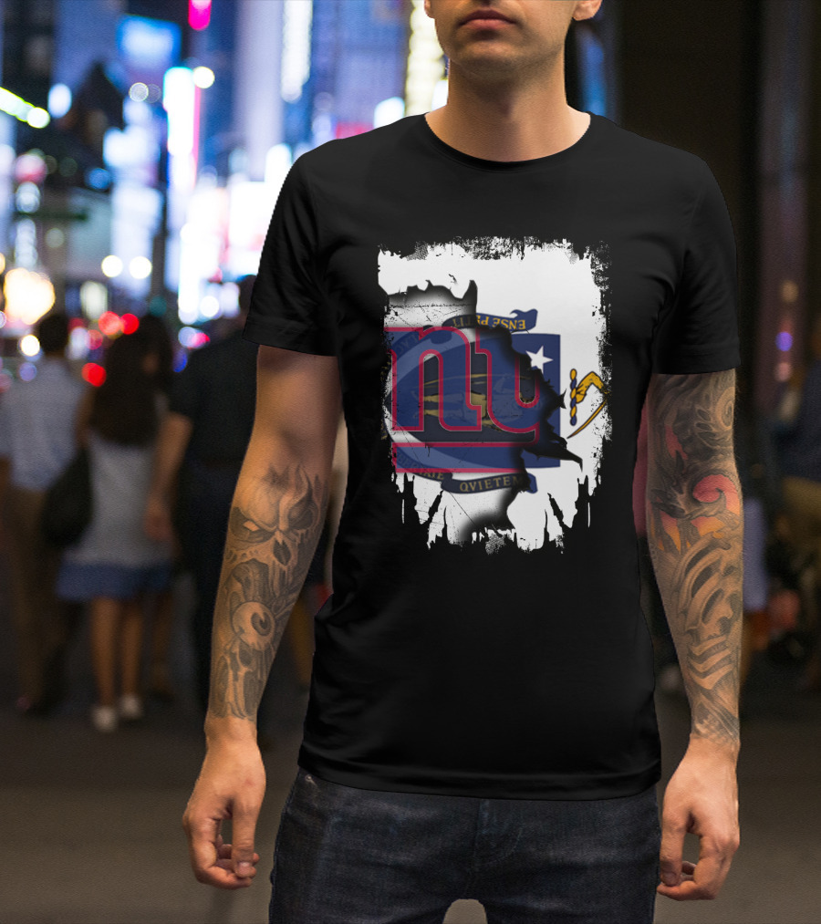 Together Massachusetts Meets Giants New York Team Flag Fusion T-Shirt
