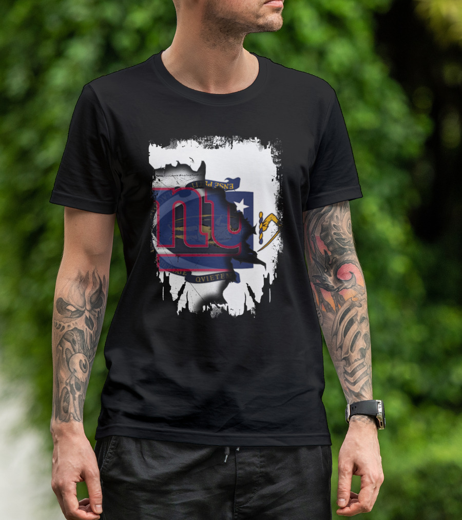 Together Massachusetts Meets Giants New York Team Flag Fusion T-Shirt