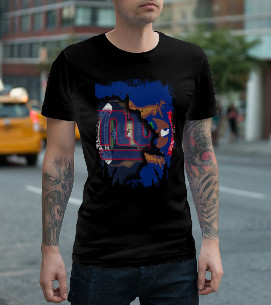New York Giants Michigan Flag Fusion Together T-Shirt