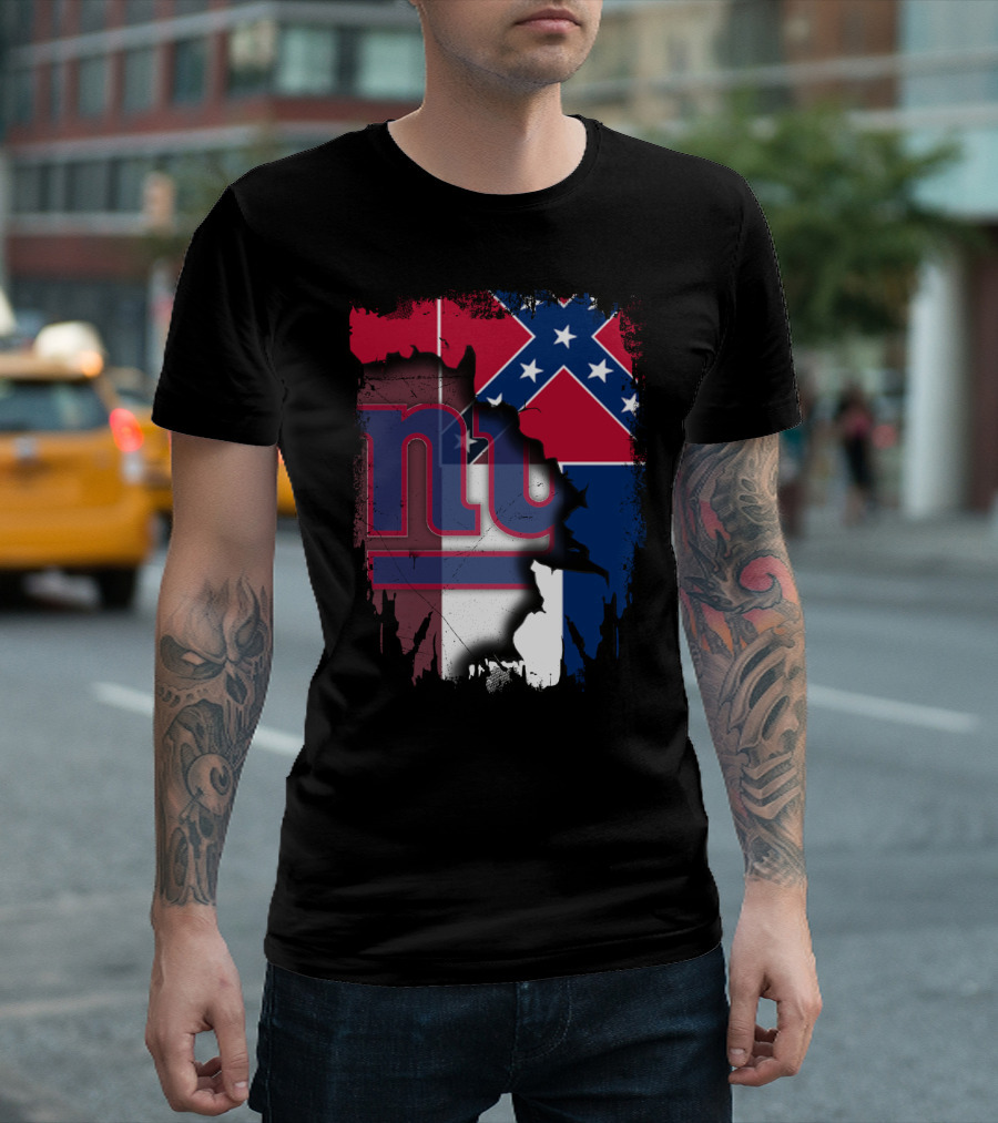 Mississippi Flag With New York Giants Logo Fusion T-Shirt
