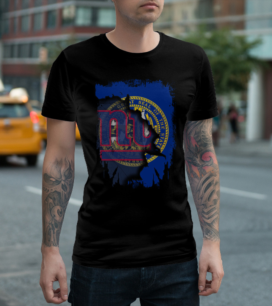Nebraska State Seal with NY Giants Logo Integration T-Shirt