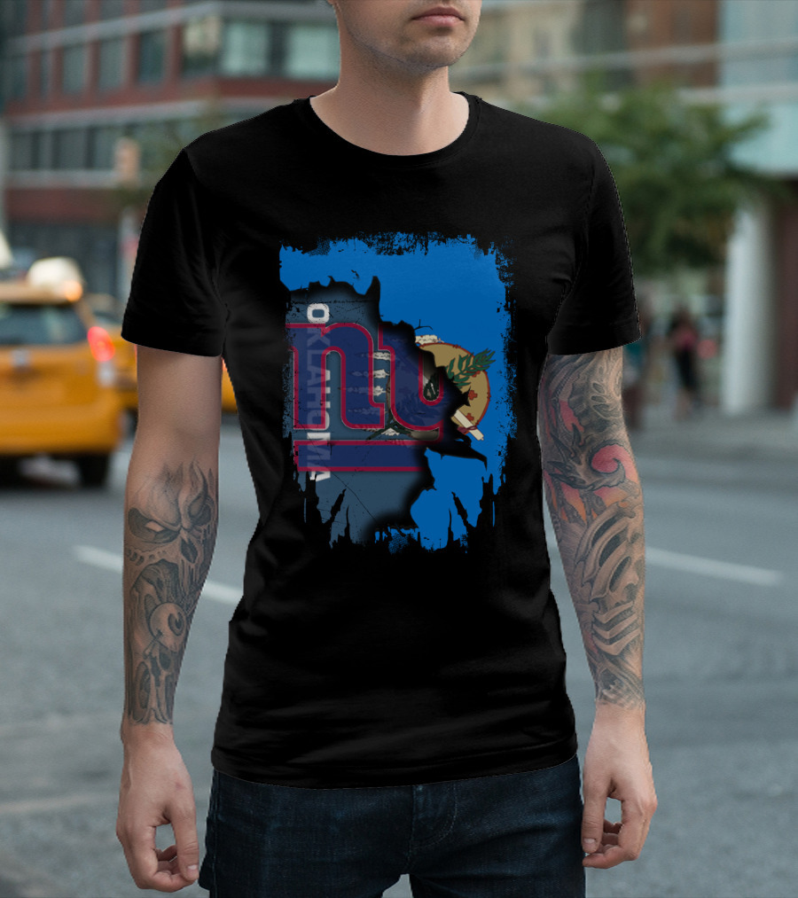 Oklahoma Together With Giants NY Football Flag Fusion T-Shirt