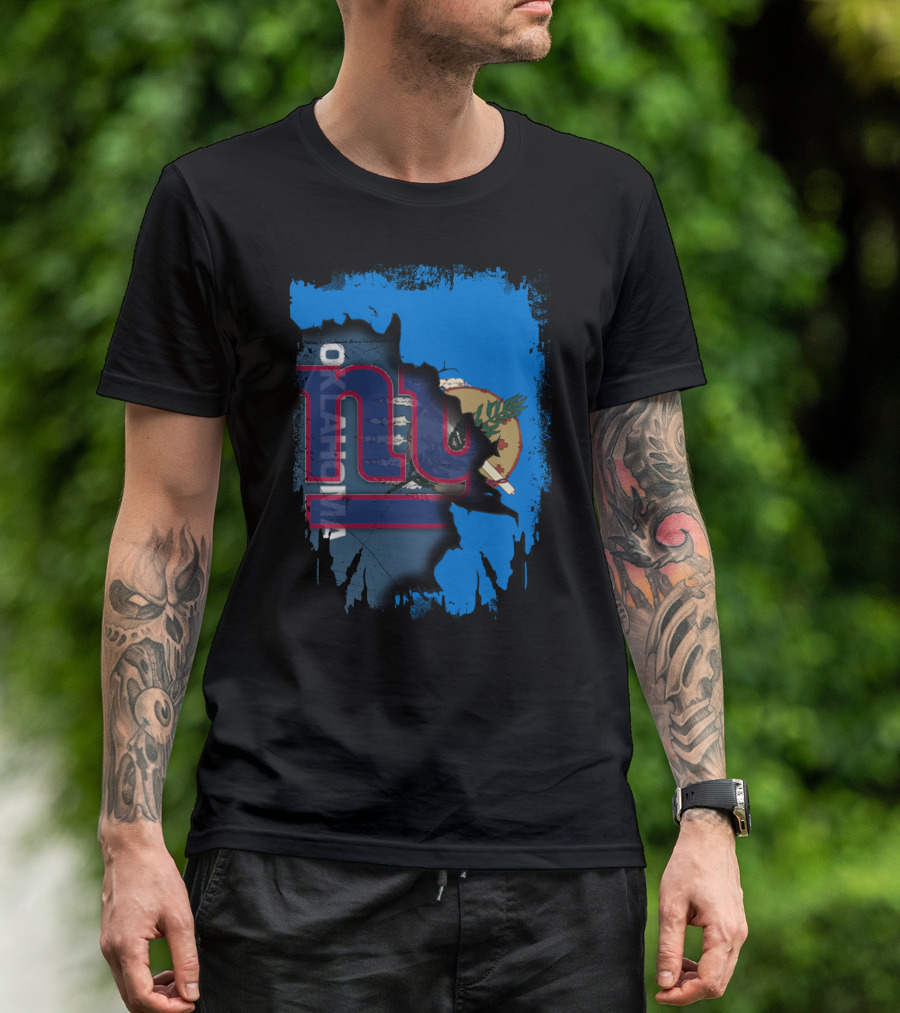 Oklahoma Together With Giants NY Football Flag Fusion T-Shirt