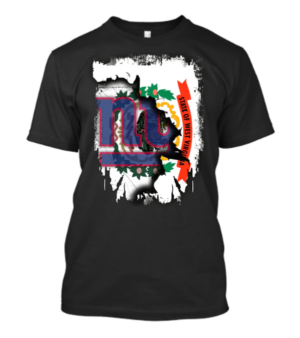 New York Giants And West Virginia State Flag Fusion T-Shirt