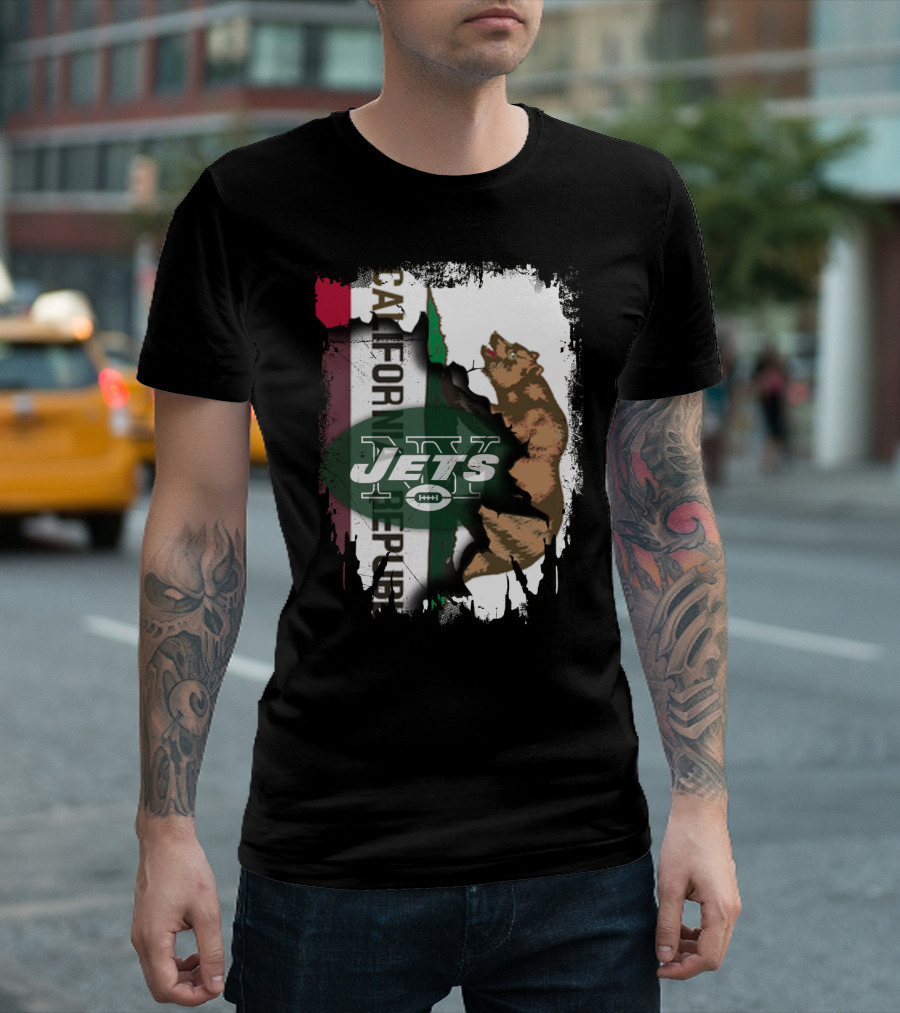 California Republic Bear with Jets Football T-Shirt