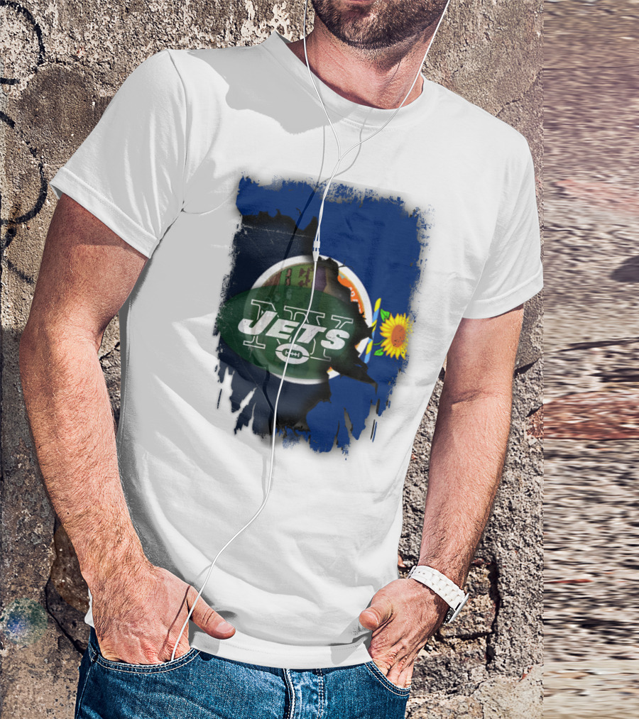 Kansas Pride With New York Jets Logo And Sunflower T-Shirt