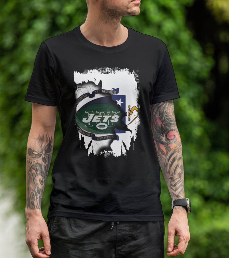 Massachusetts Emblem Combined With Jets T-Shirt