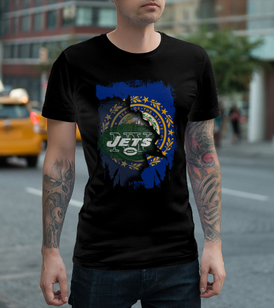 New Hampshire State Seal and Jets Football T-Shirt
