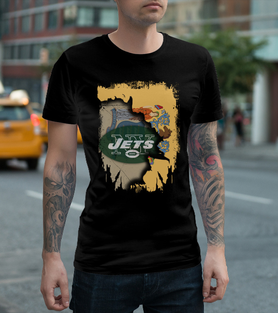 New Jersey State Flag and New York Jets Collaboration T-Shirt