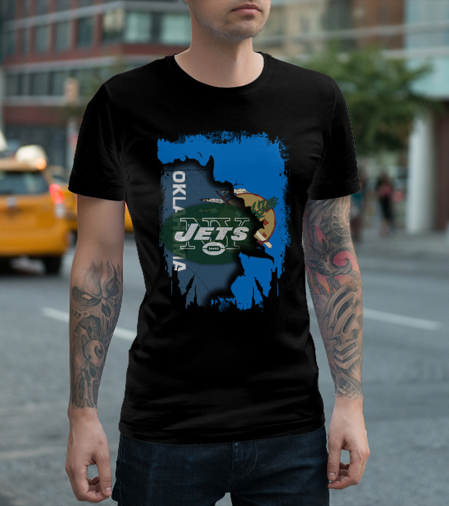 Oklahoma Jets New York Flag Crossover Elements T-Shirt