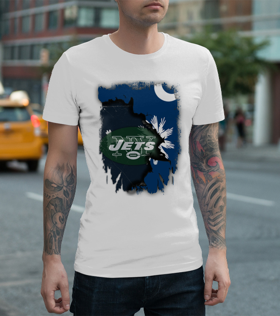 Jets with South Carolina State Flag and Crescent Moon Background T-Shirt