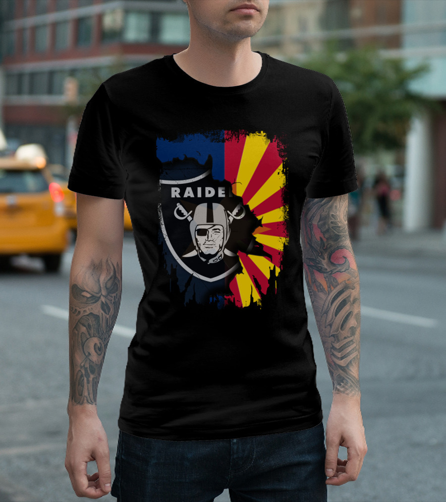 Arizona Flag with Raiders Logo Fusion T-Shirt