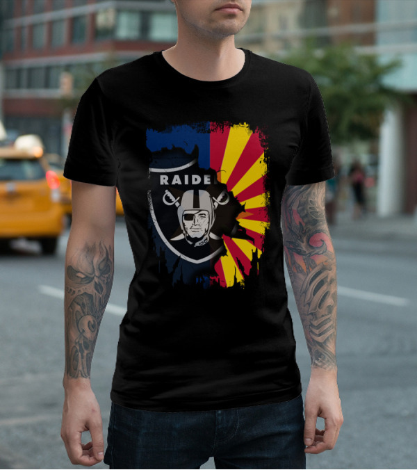 Arizona Flag With Raiders Logo Fusion T-Shirt