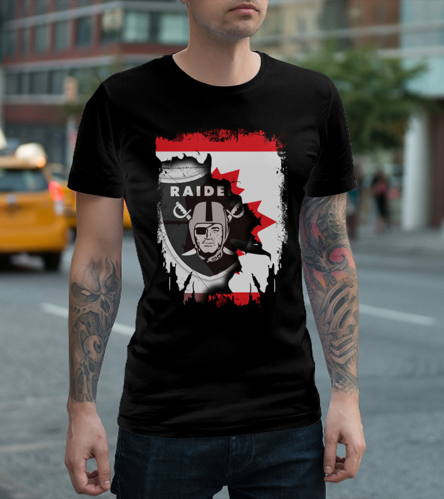 Together Canada With Raiders Iconic Emblem Maple Leaf Integration T-Shirt