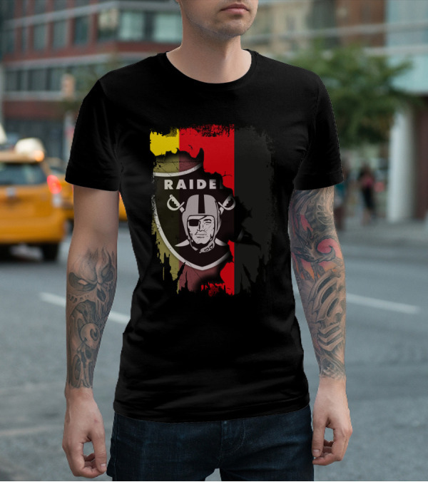 Raiders Logo Blended With Germany Flag Colors T-Shirt