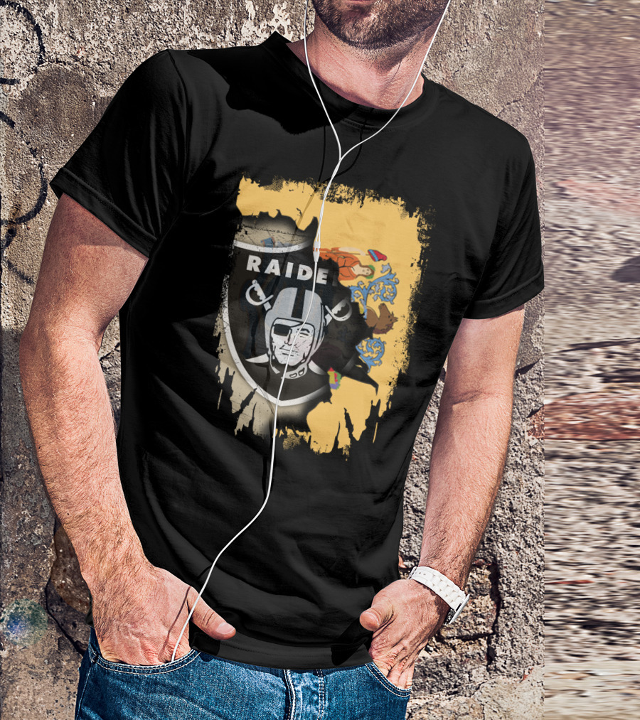 New Jersey Raiders Shield Over State Flag Elements T-Shirt
