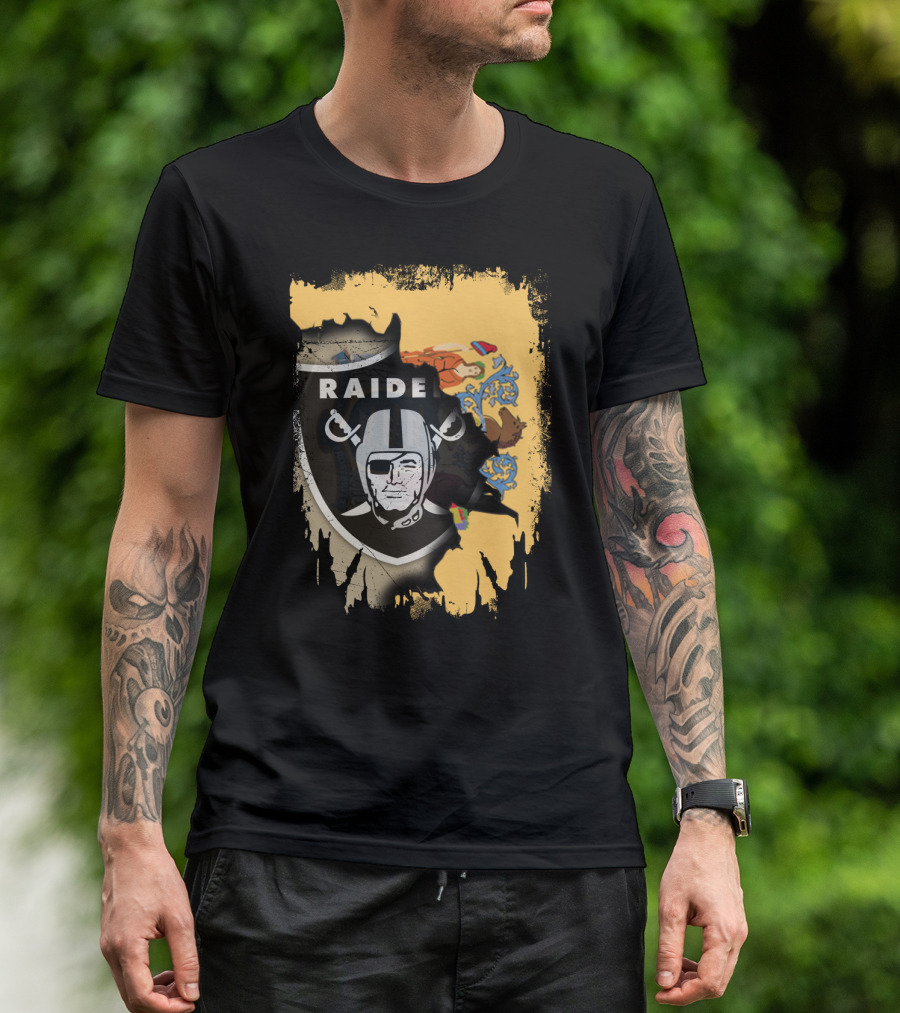 New Jersey Raiders Shield Over State Flag Elements T-Shirt