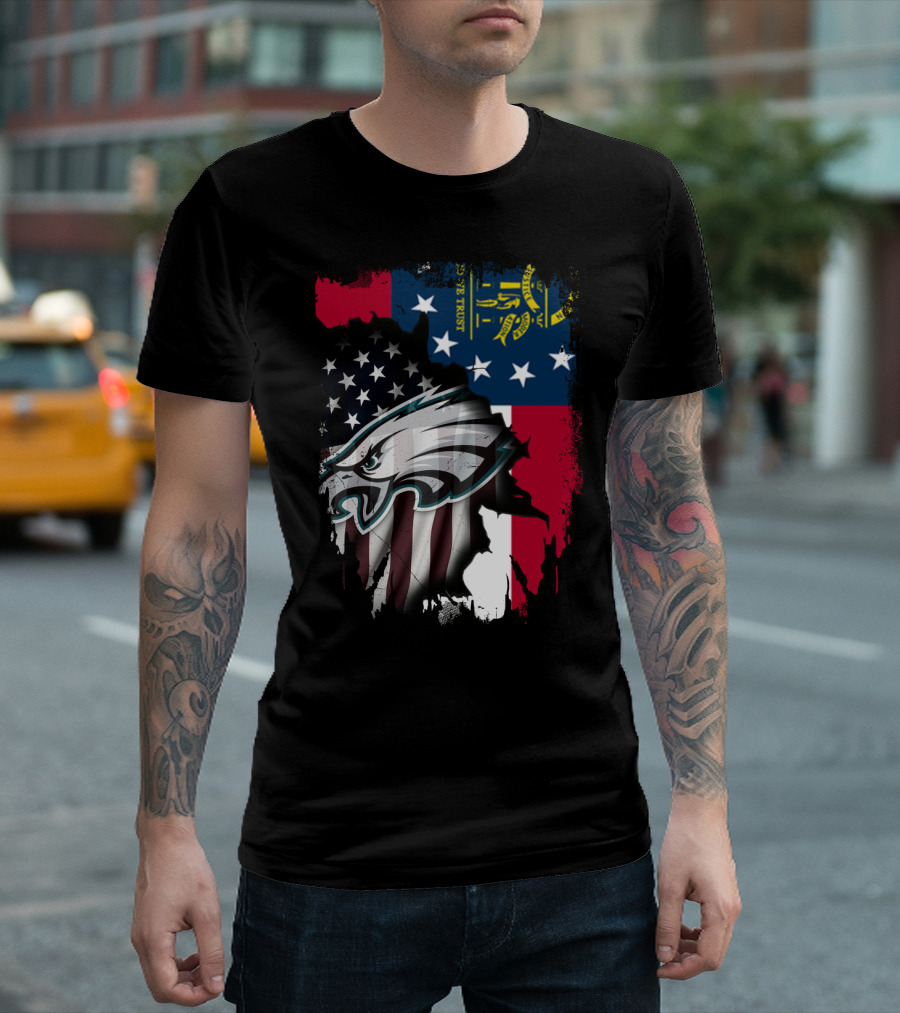 Georgia Flag With Eagles American Pride Together T-Shirt