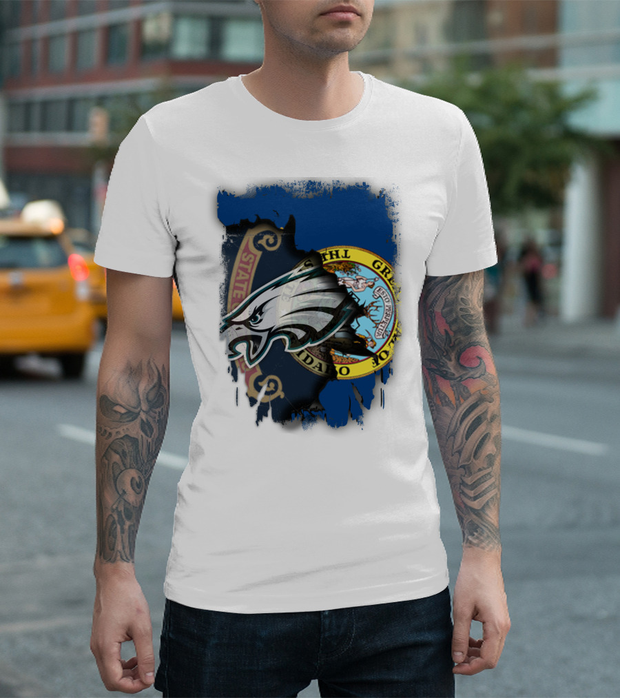 Idaho State Pride with Eagles NFL Team Logo Integration T-Shirt