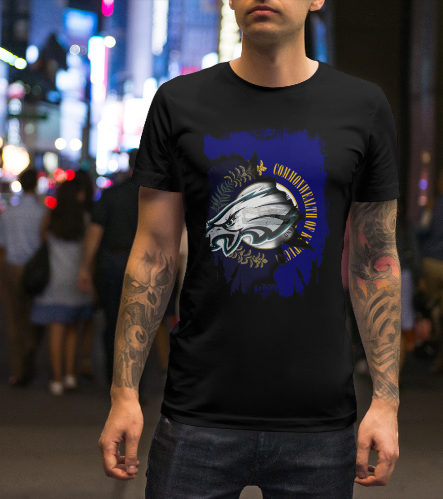 Commonwealth Of Kentucky With Eagles Logo Fusion T-Shirt