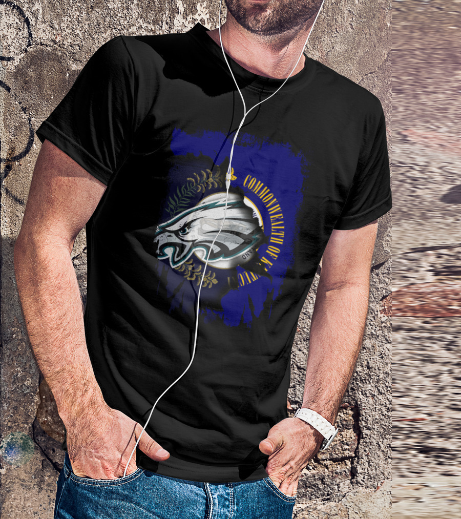 Commonwealth Of Kentucky With Eagles Logo Fusion T-Shirt