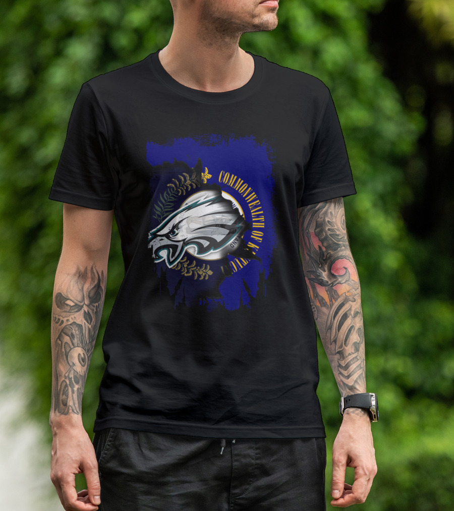 Commonwealth Of Kentucky With Eagles Logo Fusion T-Shirt
