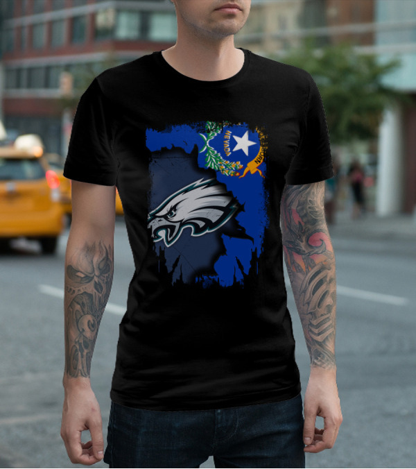 Nevada State Flag With Philadelphia Eagles Logo Together T-Shirt