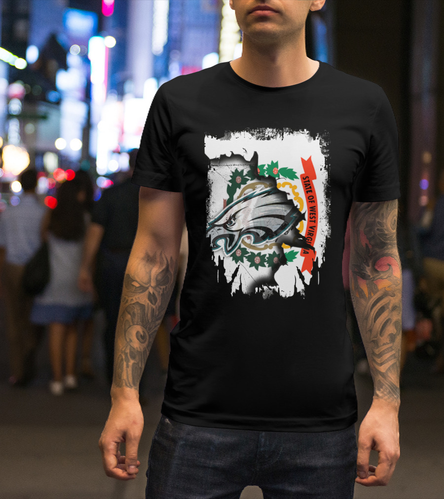 State Of West Virginia With Eagles Emblem T-Shirt
