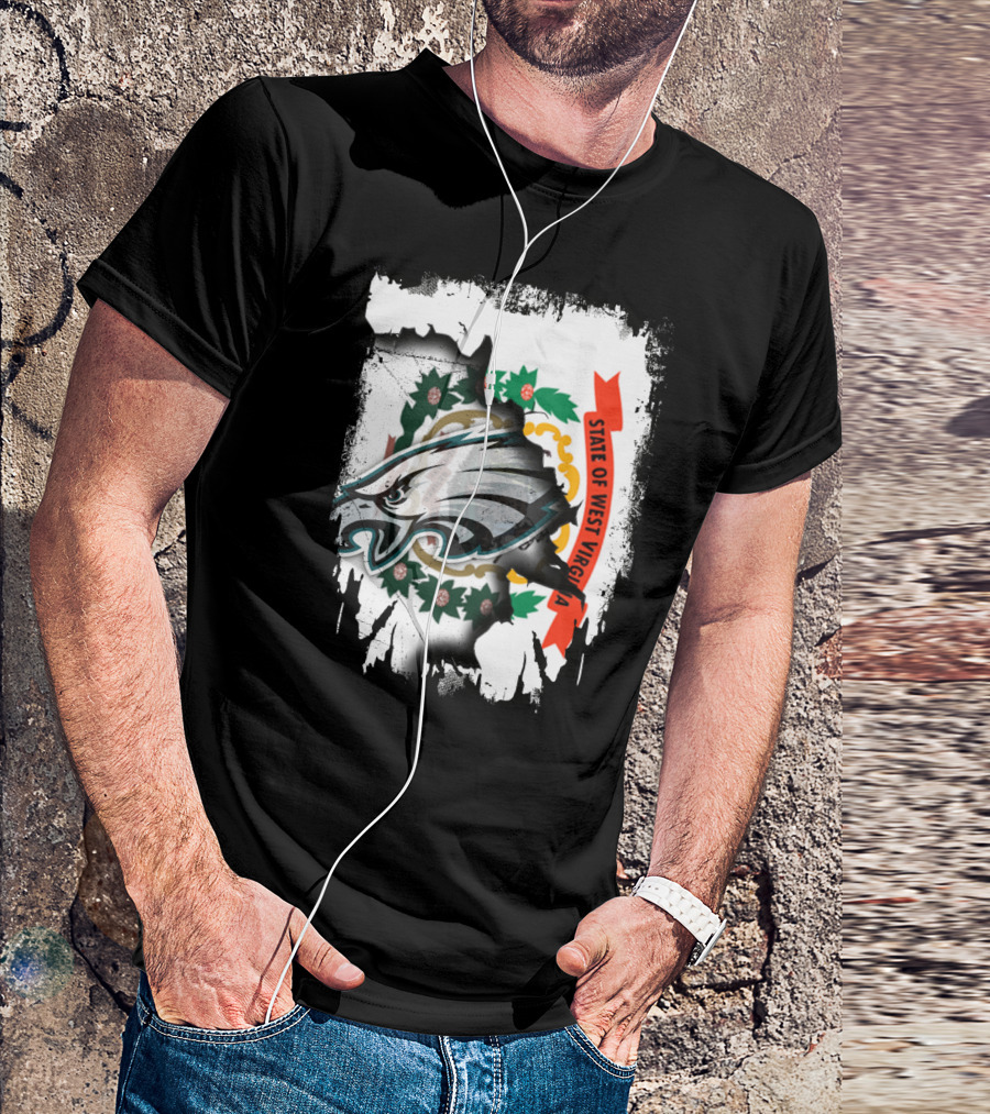State Of West Virginia With Eagles Emblem T-Shirt