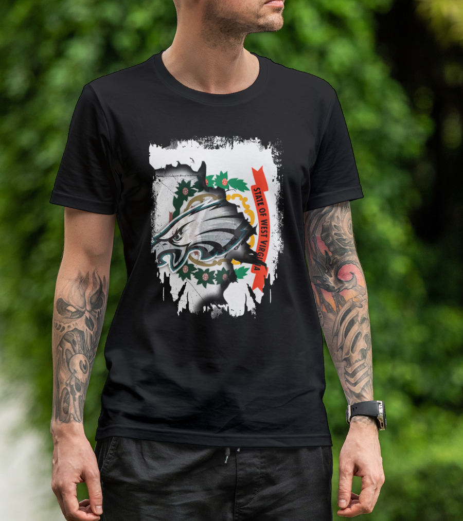 State Of West Virginia With Eagles Emblem T-Shirt