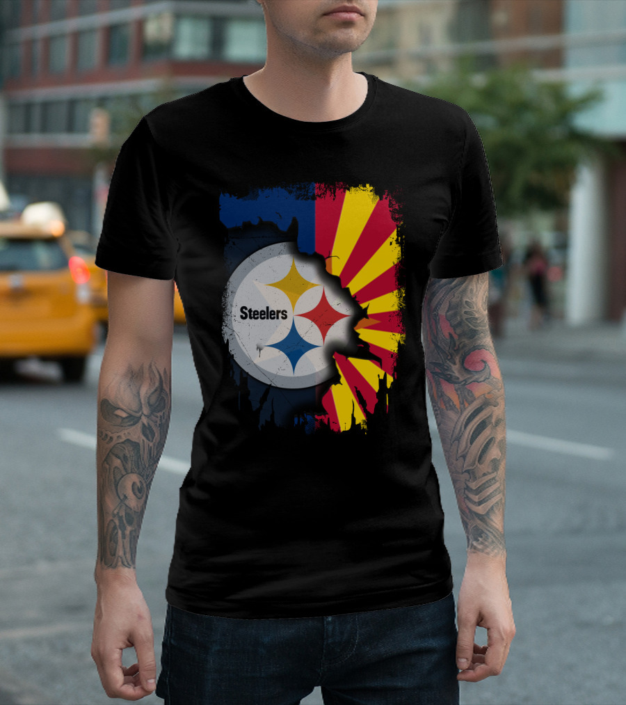 Steelers Logo With Arizona Flag Background T-Shirt