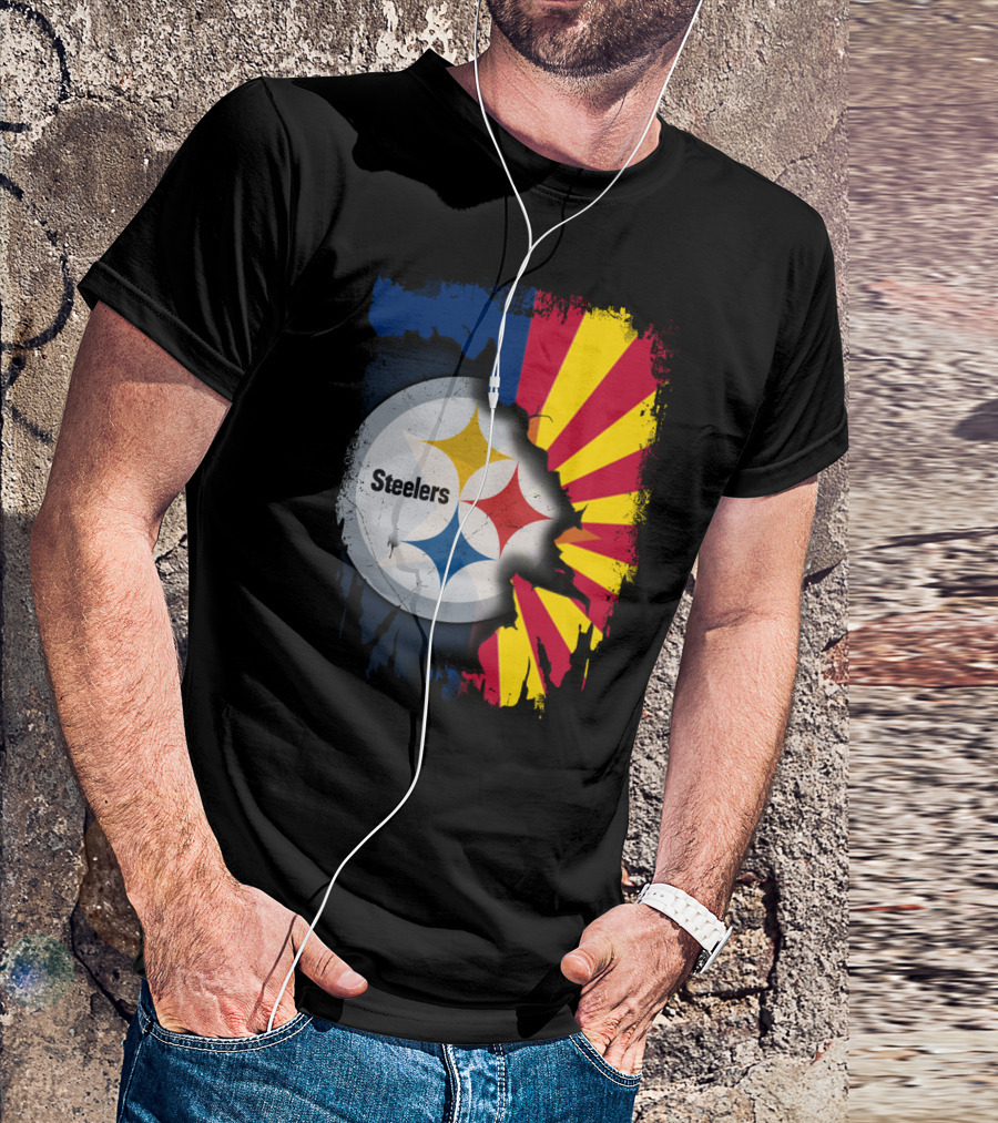 Steelers Logo With Arizona Flag Background T-Shirt