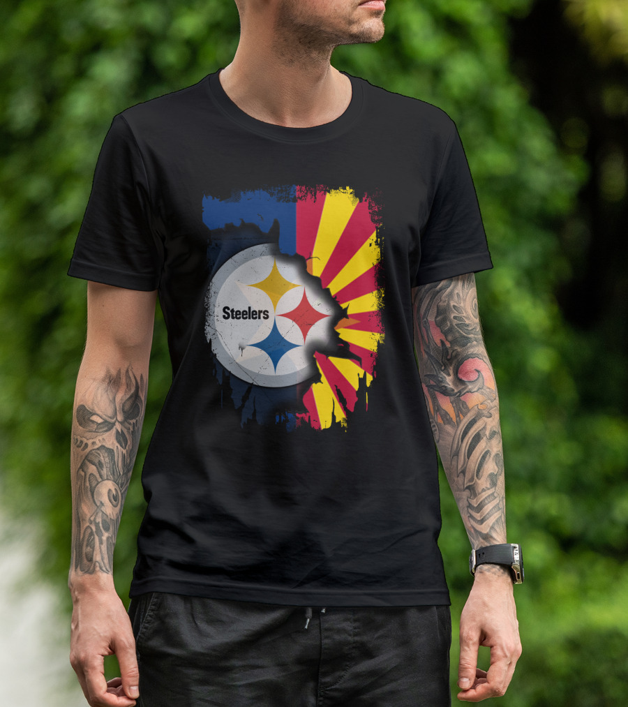 Steelers Logo With Arizona Flag Background T-Shirt