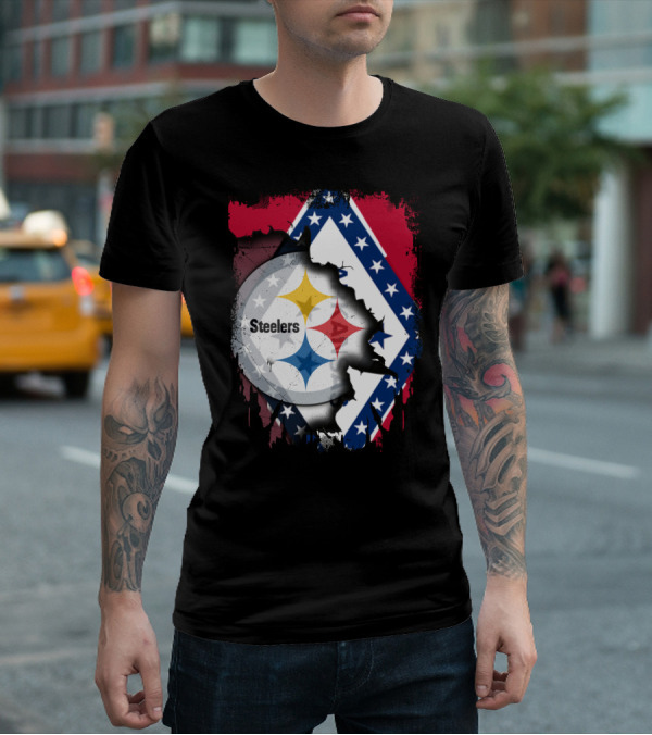Steelers Meets Arkansas Flag Fusion T-Shirt