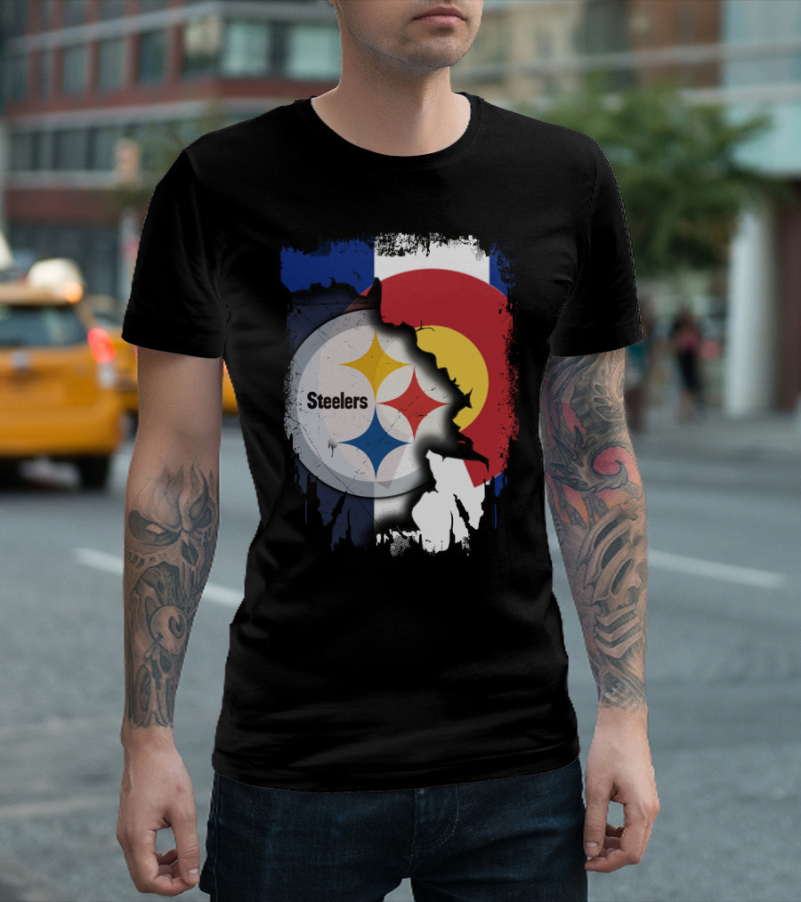 Steelers And Colorado Flag Fusion T-Shirt