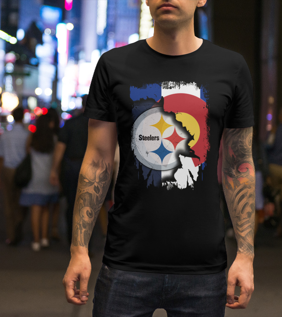 Steelers And Colorado Flag Fusion T-Shirt