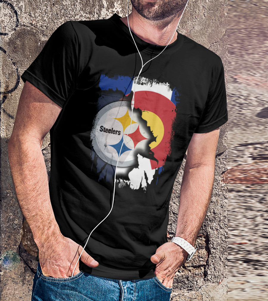 Steelers And Colorado Flag Fusion T-Shirt