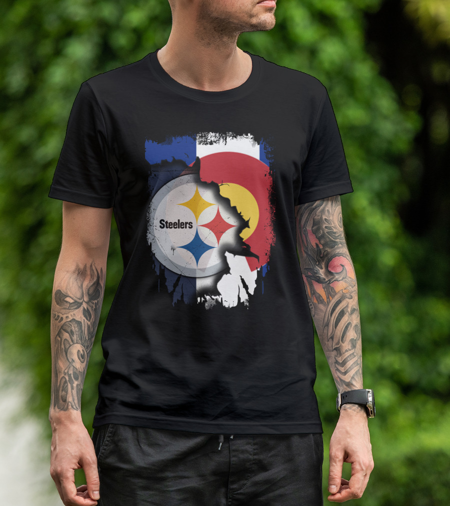 Steelers And Colorado Flag Fusion T-Shirt