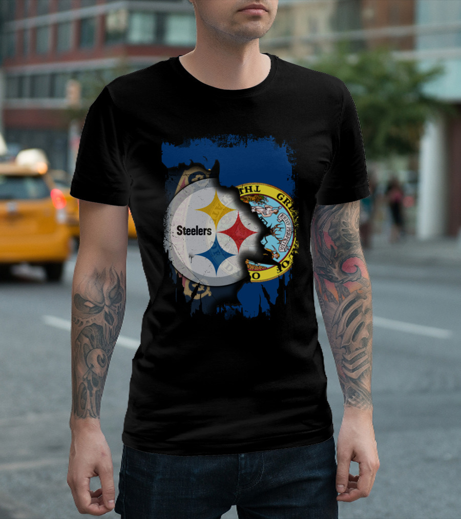 Together Idaho Steelers Logo With State Flag Background T-Shirt