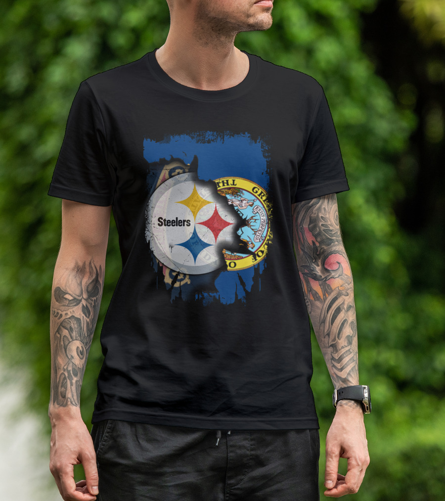 Together Idaho Steelers Logo With State Flag Background T-Shirt