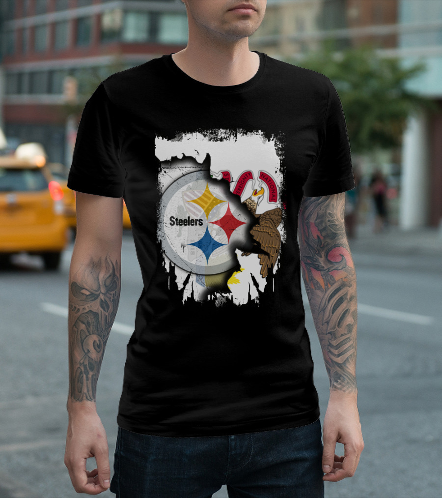 Illinois and Steelers Unity Emblem with State Symbols and NFL T-Shirt