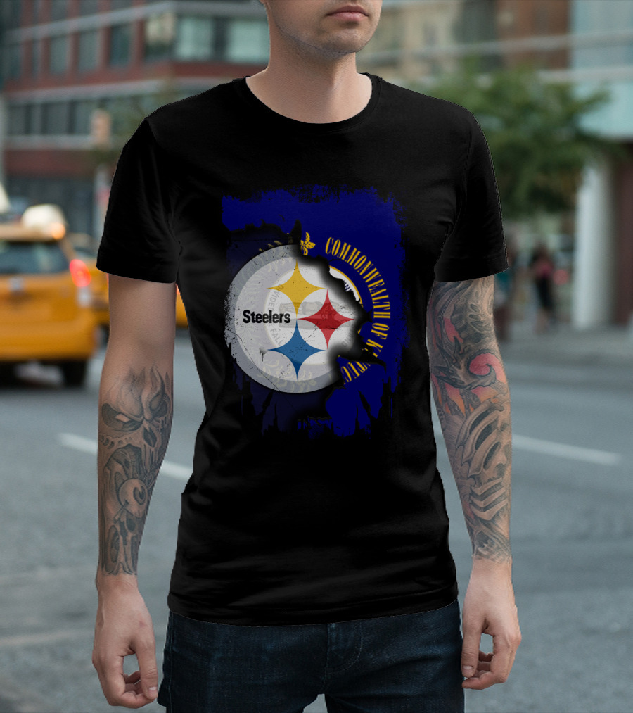 Commonwealth of Kentucky with Steelers Football T-Shirt