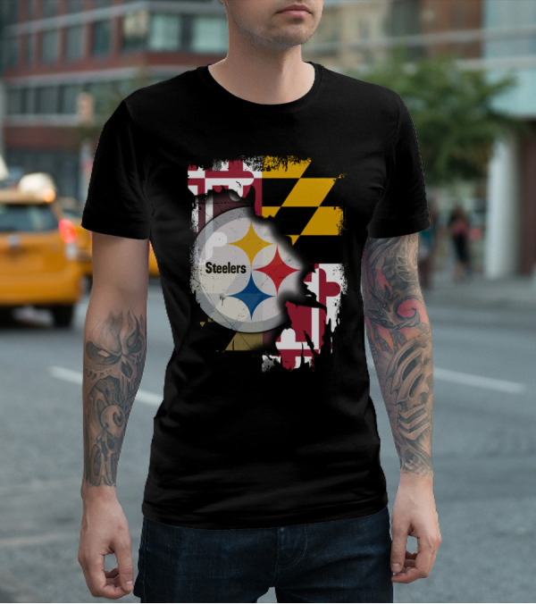 Together Maryland Flag Steelers Logo Fusion T-Shirt