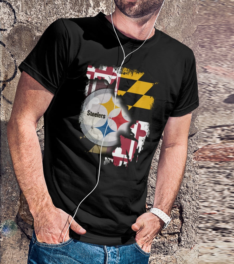 Together Maryland Flag Steelers Logo Fusion T-Shirt