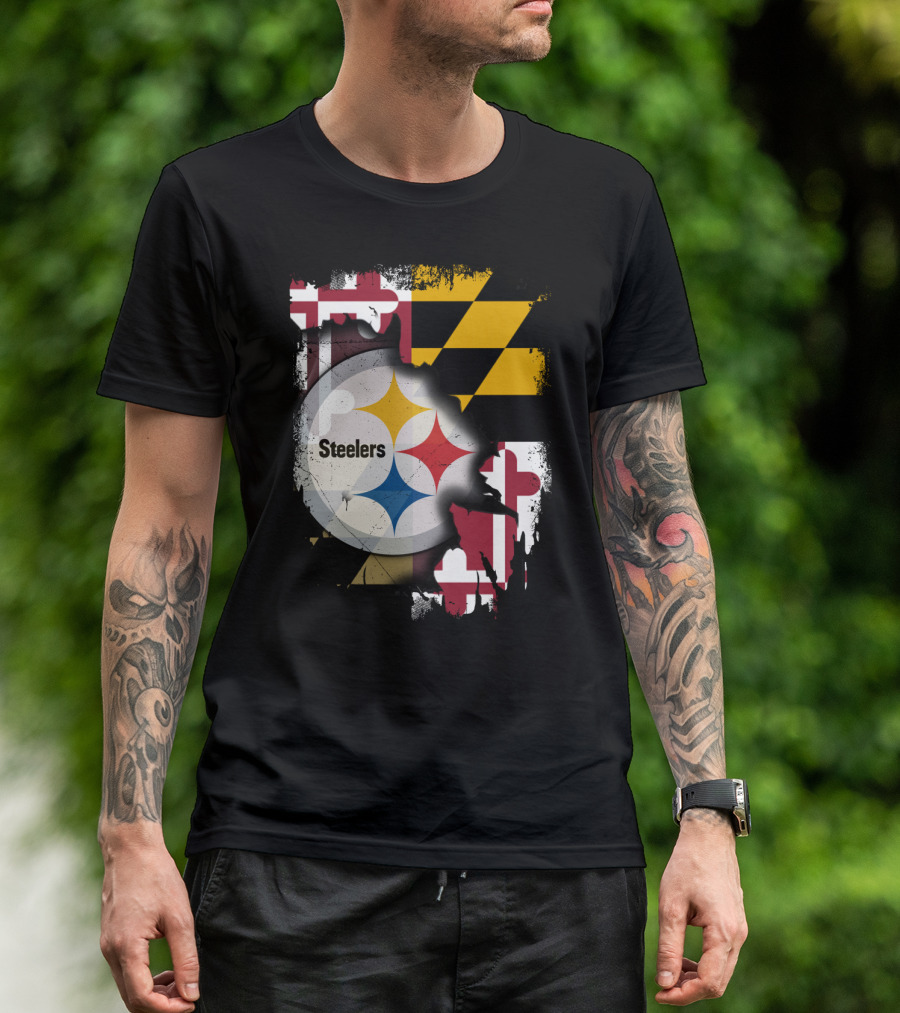 Together Maryland Flag Steelers Logo Fusion T-Shirt