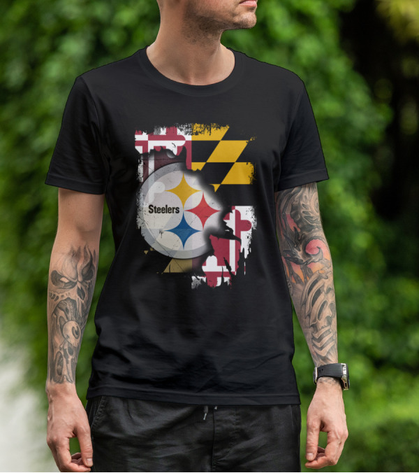 Together Maryland Flag Steelers Logo Fusion T-Shirt